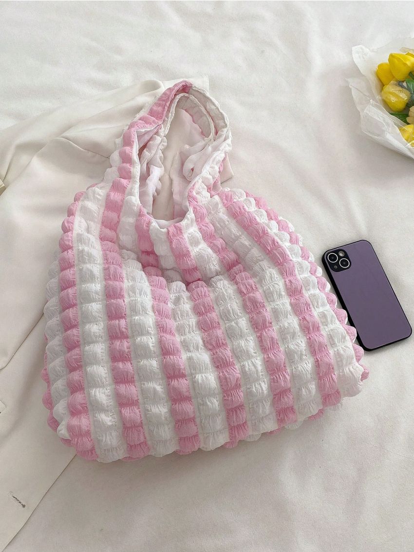 Polyester Shopper Bag Two Tone Casual