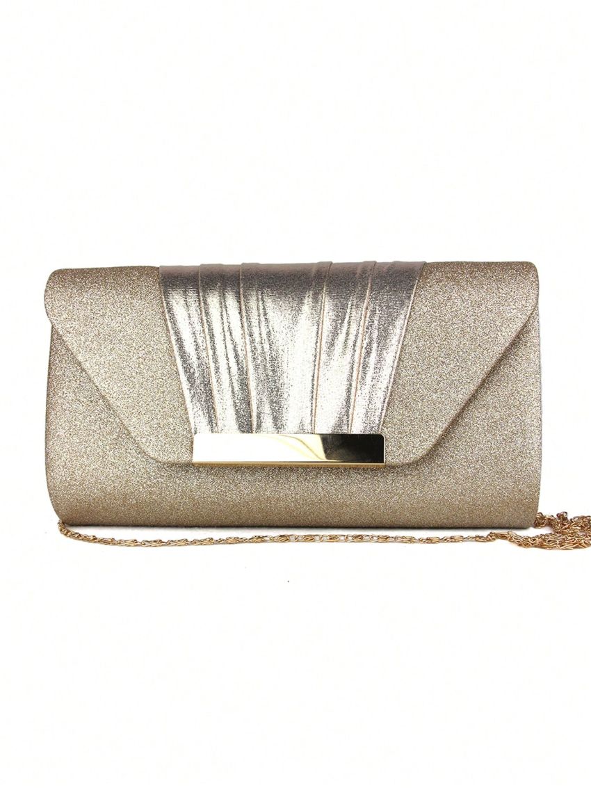 Glitter Envelope Bag Pleated Detail Glamorous, Perfect Bride Purse For Wedding, Prom & Party Events