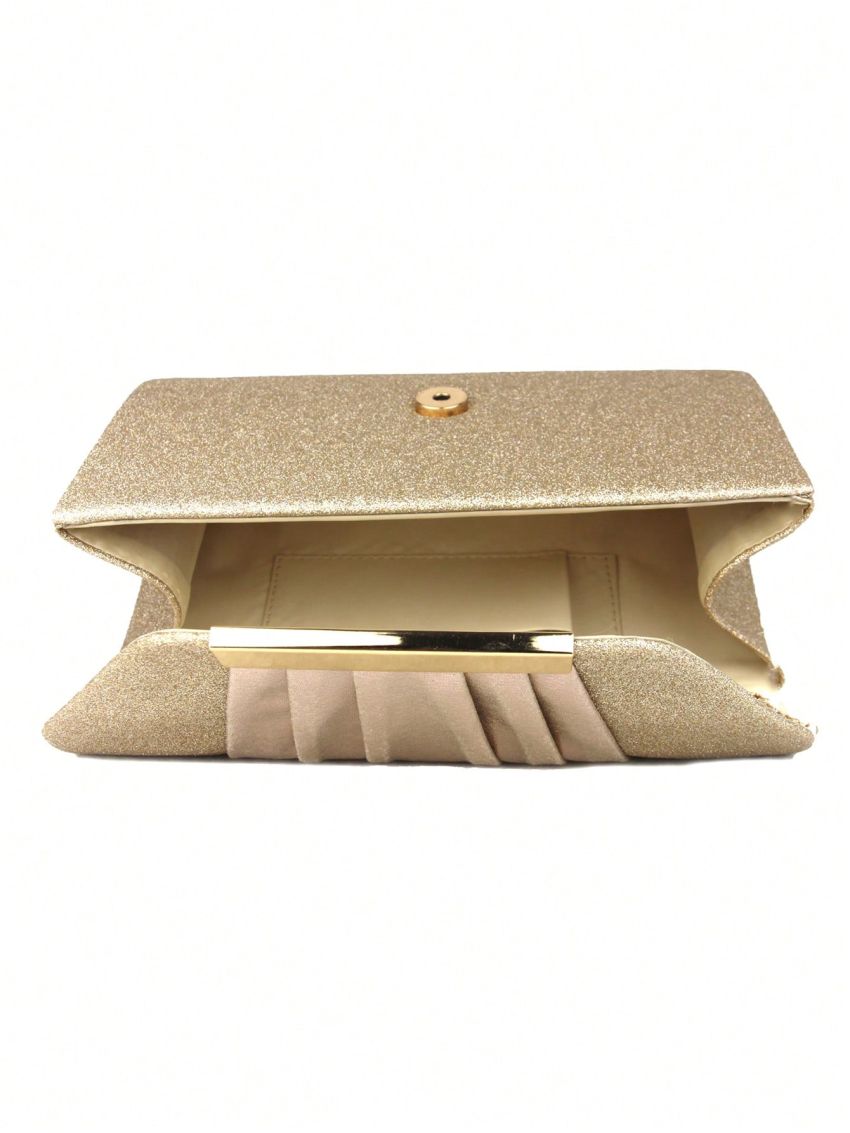 Glitter Envelope Bag Pleated Detail Glamorous, Perfect Bride Purse For Wedding, Prom & Party Events
