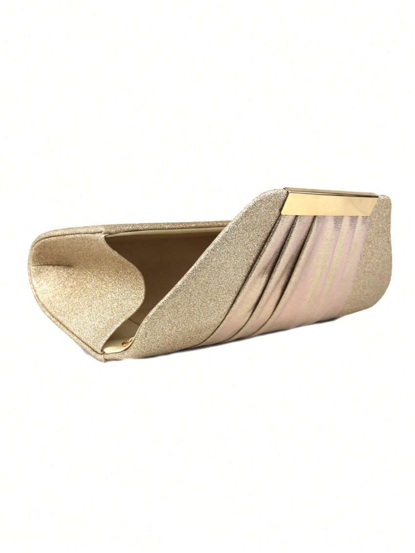 Glitter Envelope Bag Pleated Detail Glamorous, Perfect Bride Purse For Wedding, Prom & Party Events