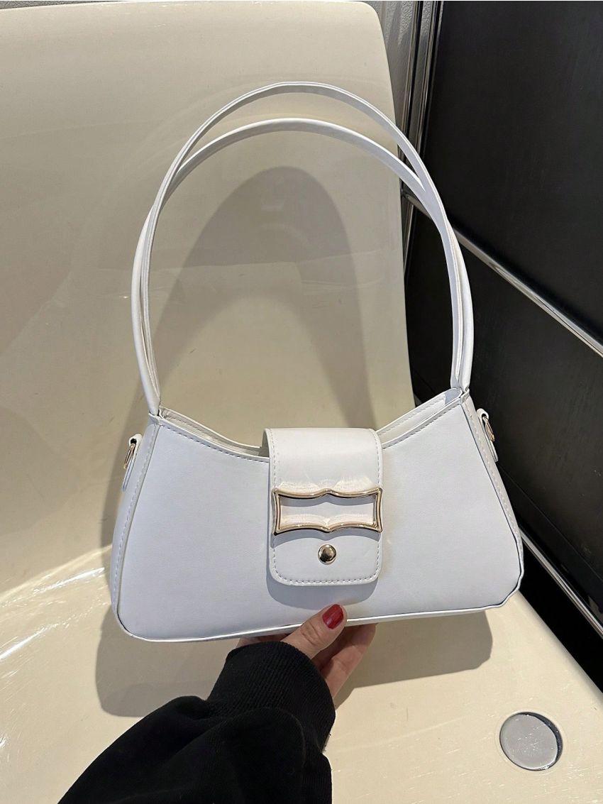 Medium Baguette Bag Solid Color Double Handle