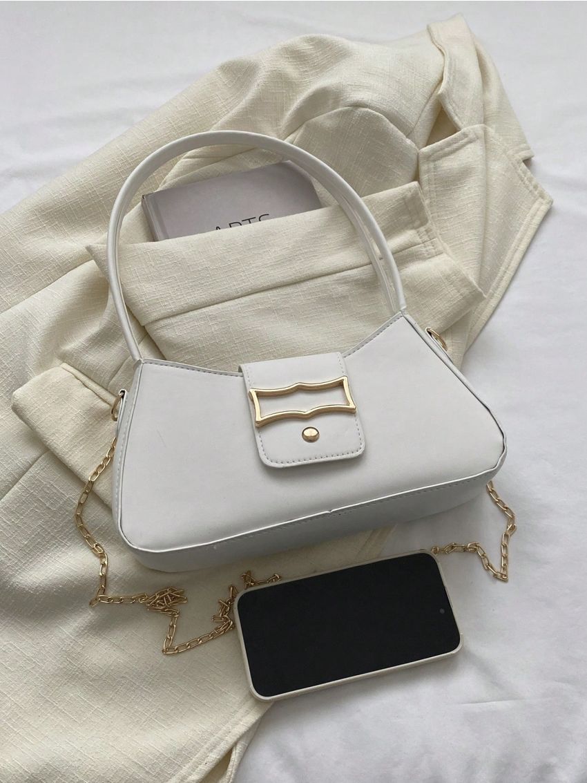 Medium Baguette Bag Solid Color Double Handle