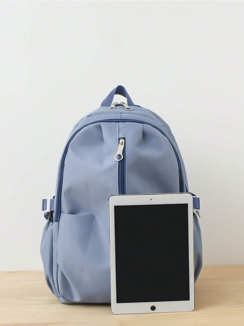 5pcs Bag Set Classic Backpack Shoulder Crossbody Clutch Bag Pencil Case Letter Patch Decor Nylon