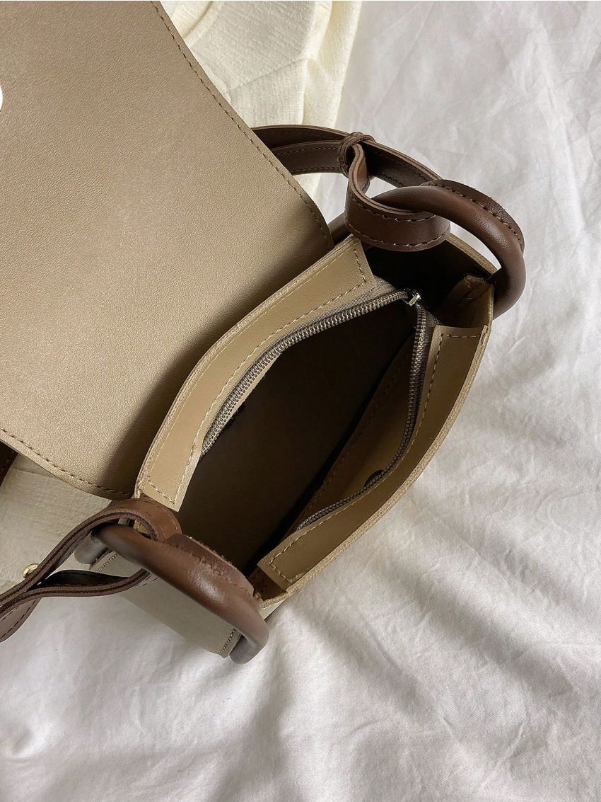 Mini Saddle Bag Colorblock Flap Fashion Style