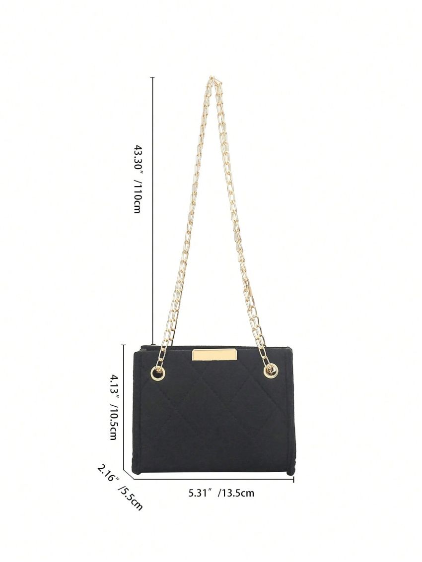 Mini Square Bag Solid Color Metal Decor Chain Strap