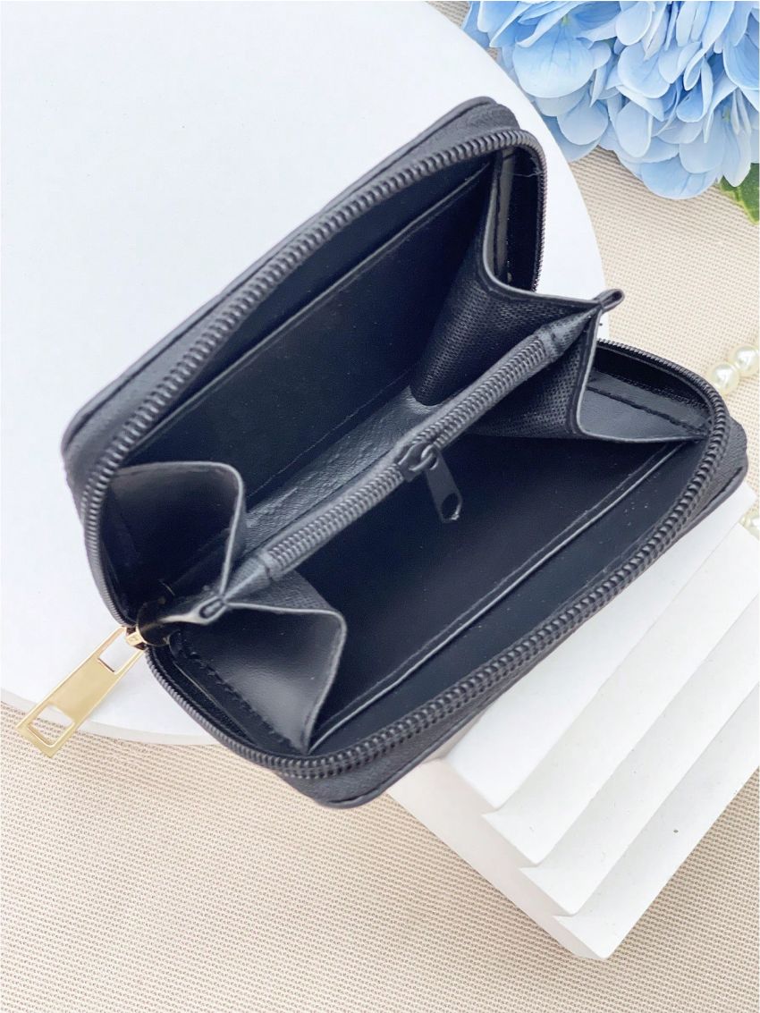 Quilted Pattern Card Holder Heart Decor With Zipper