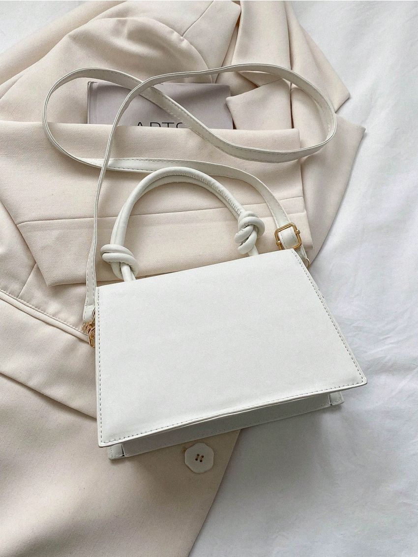 Minimalist Square Bag Small Flap Top Handle Elegant