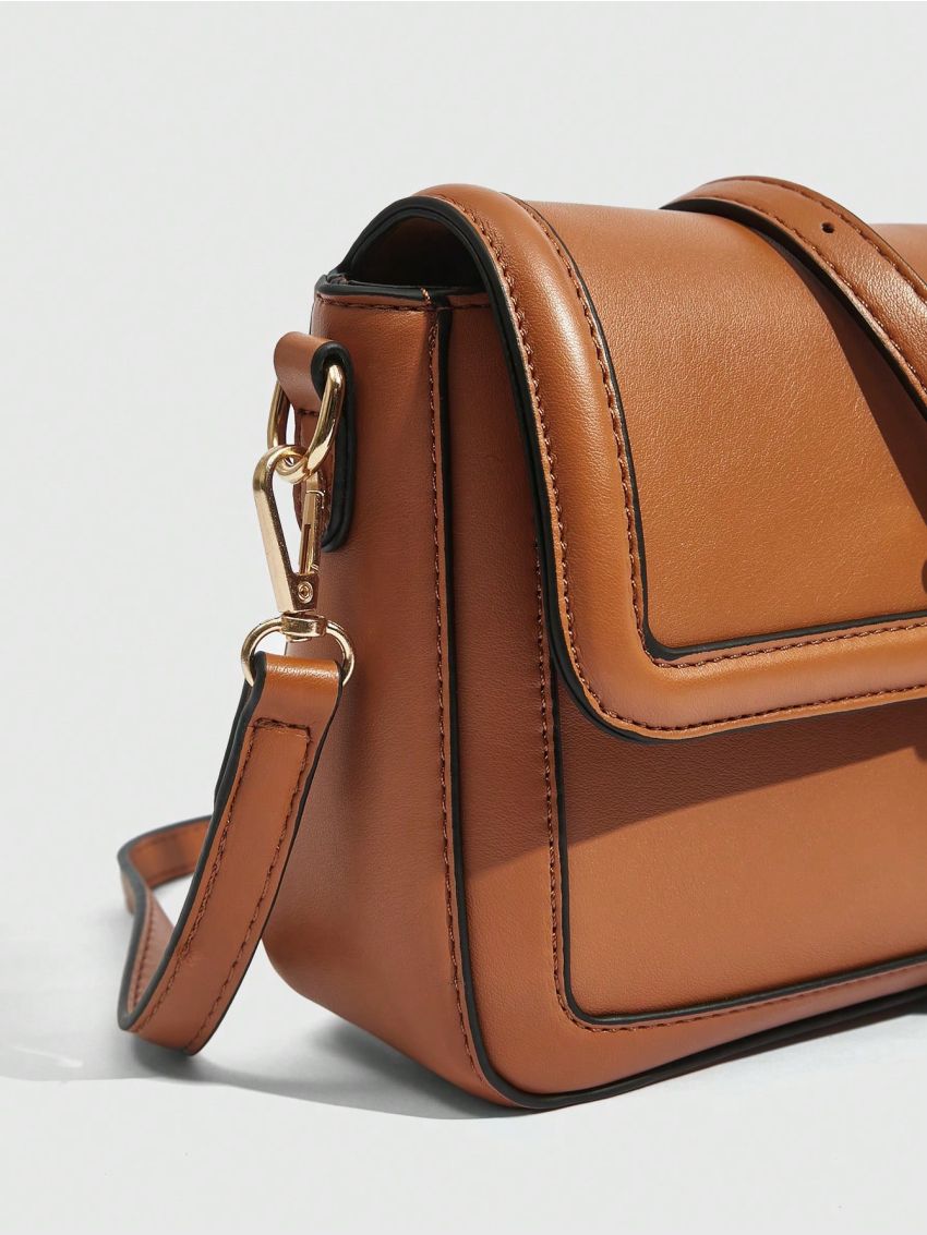 BIZwear Contrast Binding Flap Square Bag