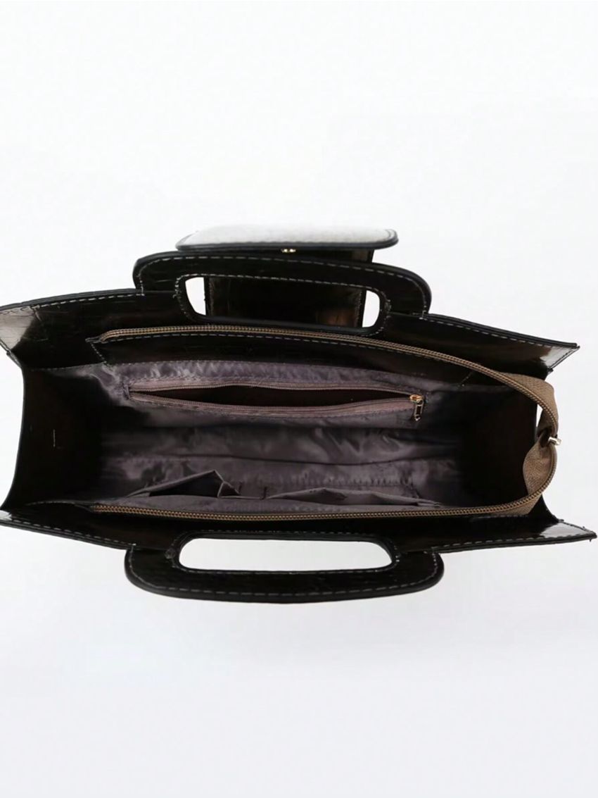 Crocodile Embossed Square Bag Medium Metallic Funky