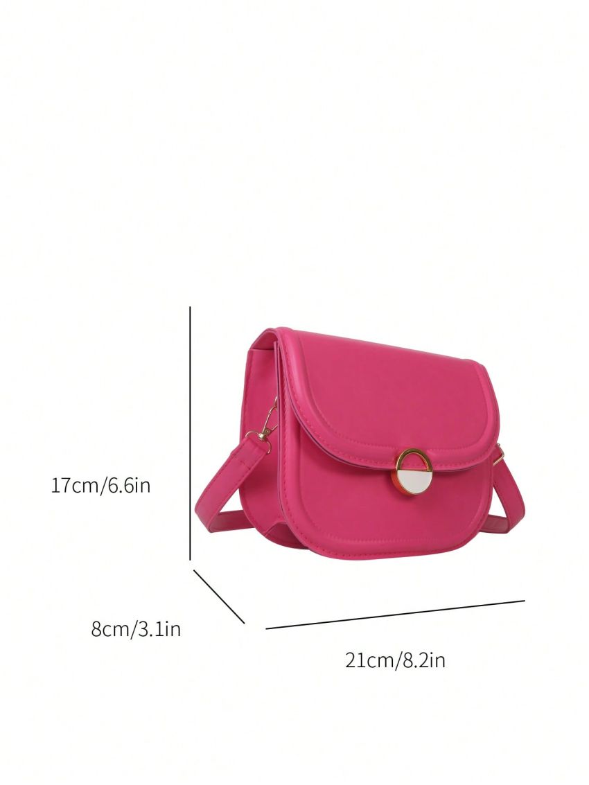 PU Saddle Bag Solid Color Flap Adjustable Strap