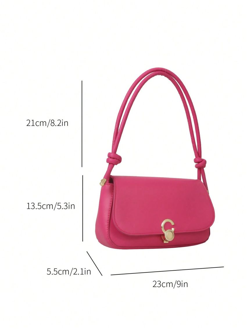 Small Flap Square Bag Metal Decor Neon Pink Funky