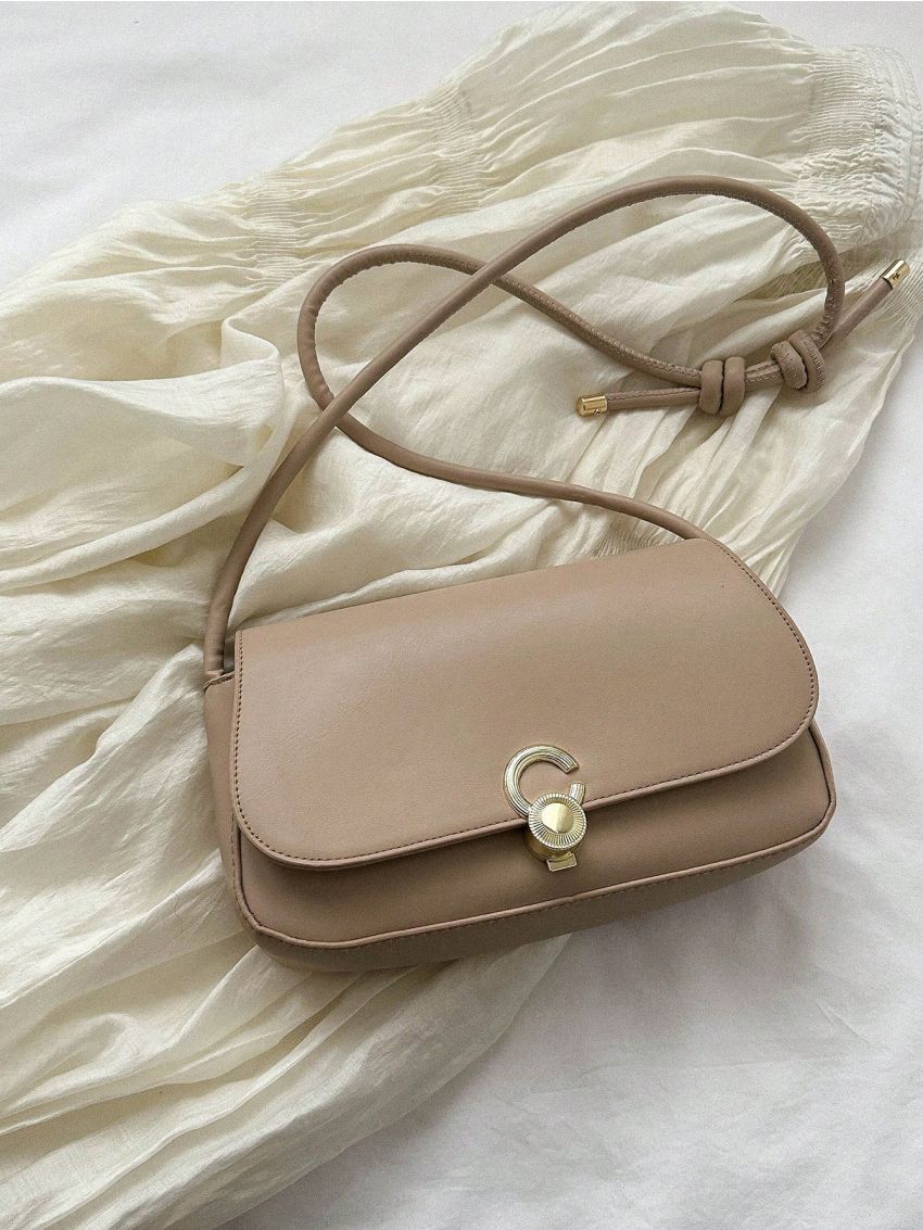 Small Flap Square Bag Metal Decor Green