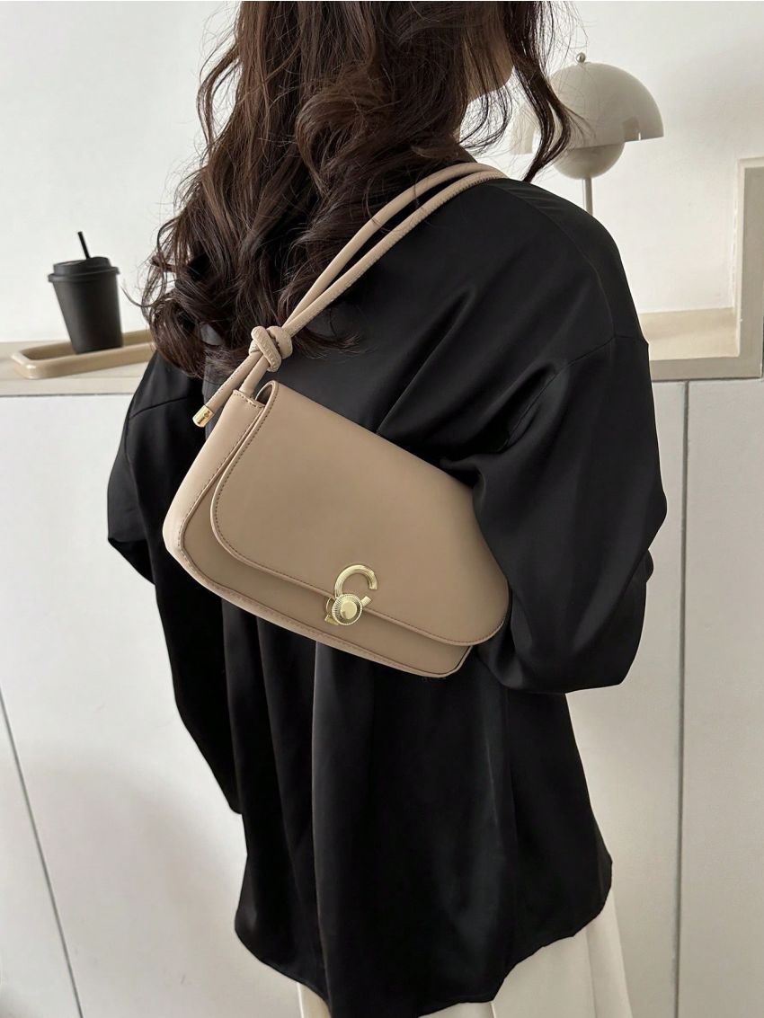 Small Flap Square Bag Metal Decor Green