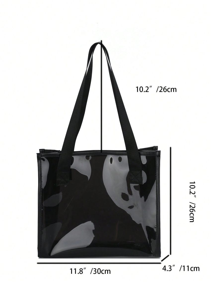 Small Shoulder Tote Bag Clear Black PVC