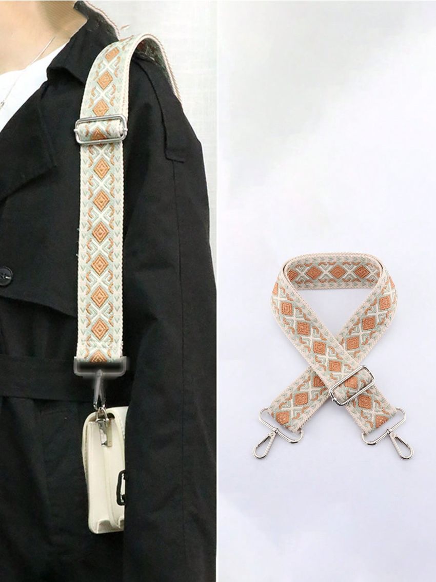 Geometric Pattern Wide Adjustable Strap Polyester