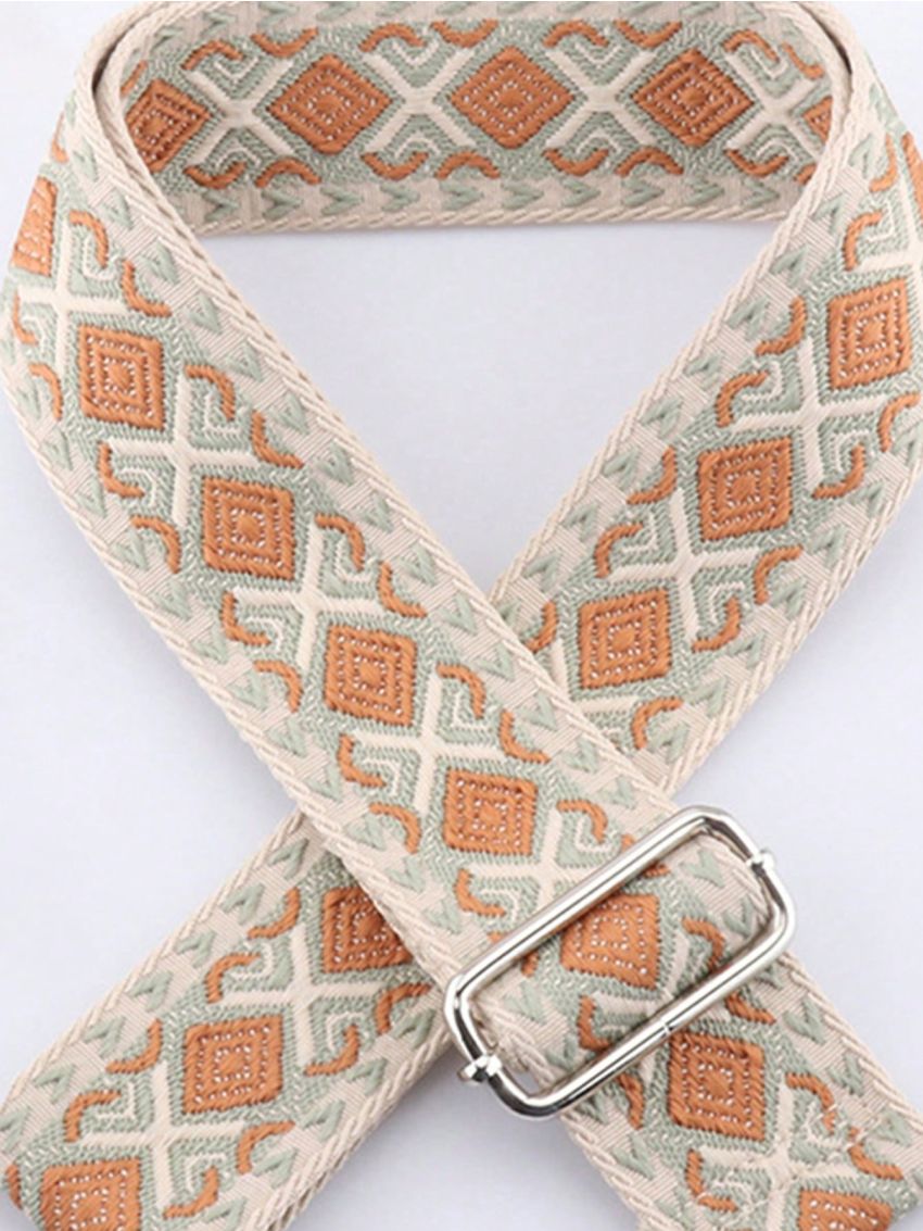 Geometric Pattern Wide Adjustable Strap Polyester