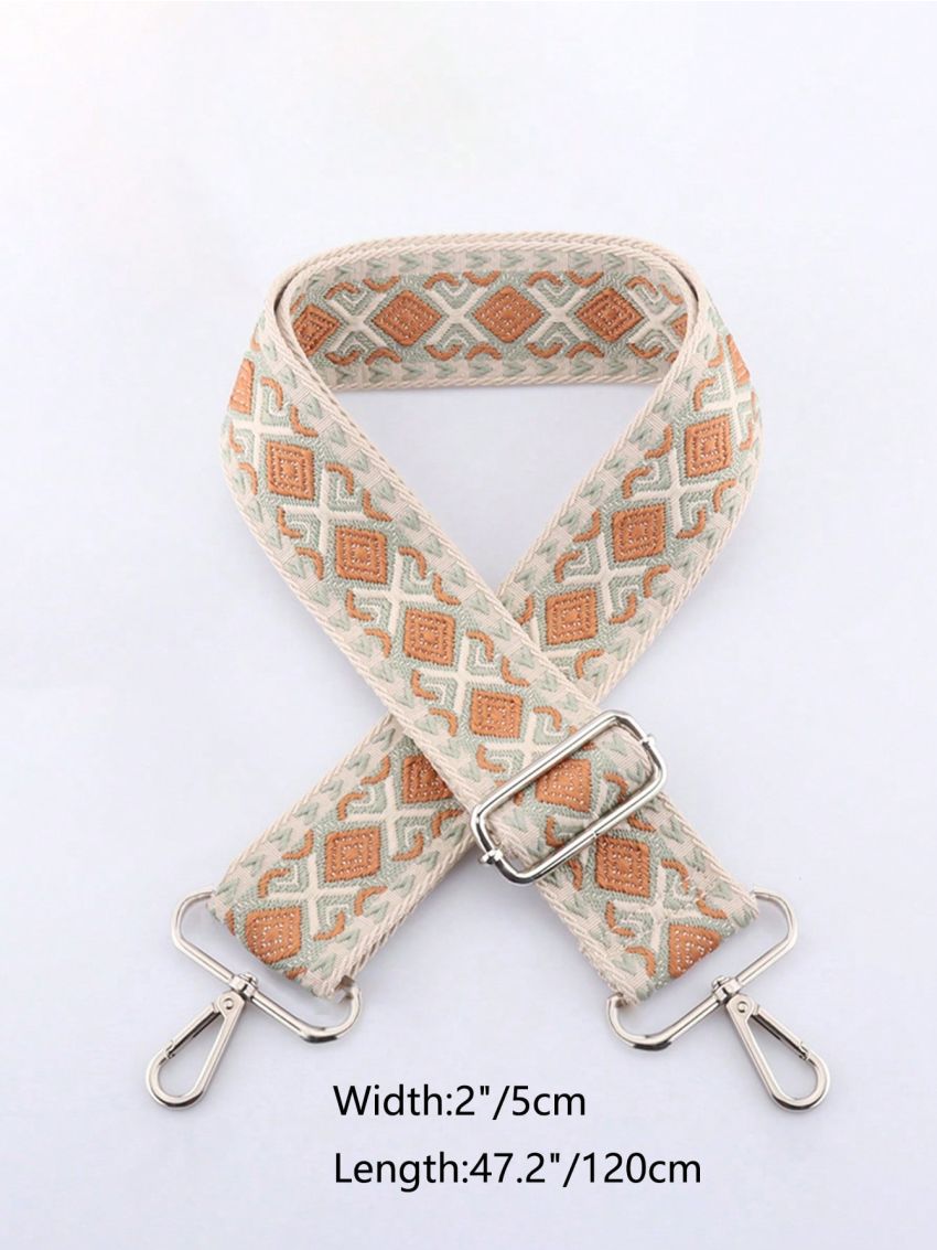 Geometric Pattern Wide Adjustable Strap Polyester
