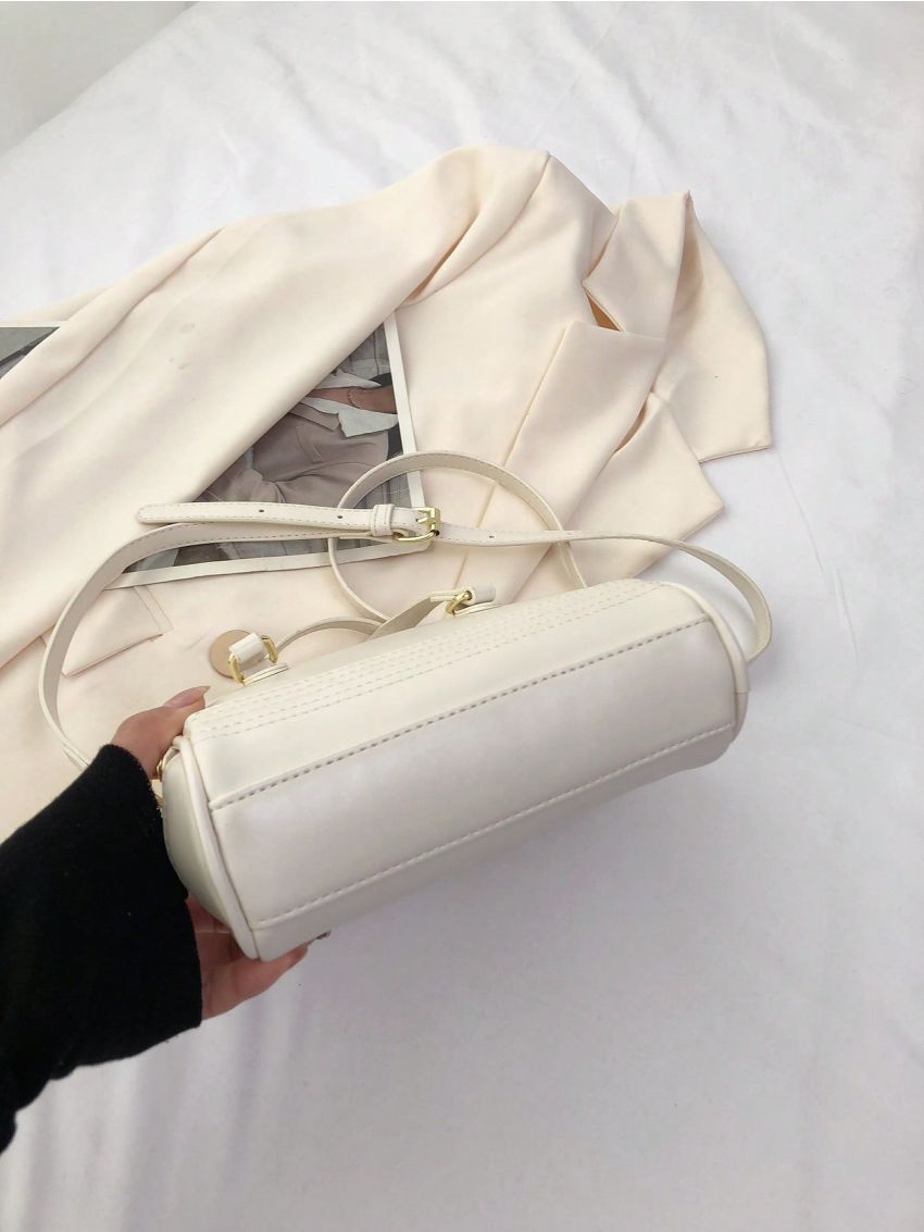 Mini Minimalist Dome Bag Zipper Beige Double Handle