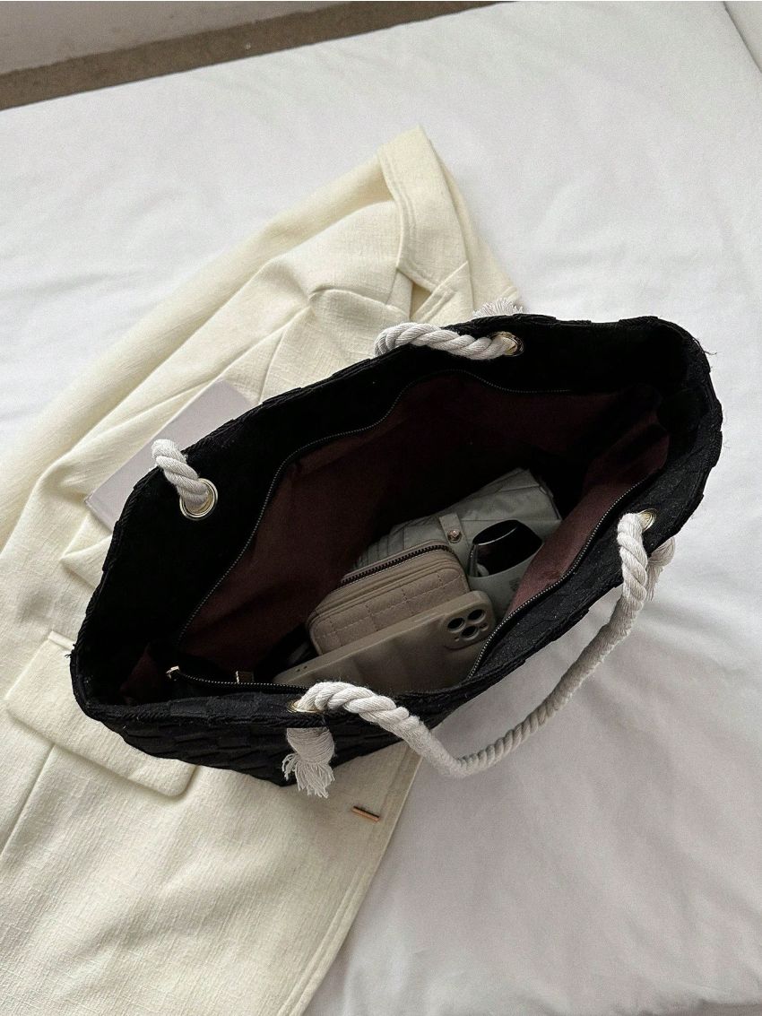 Large Shoulder Tote Bag Minimalist Black