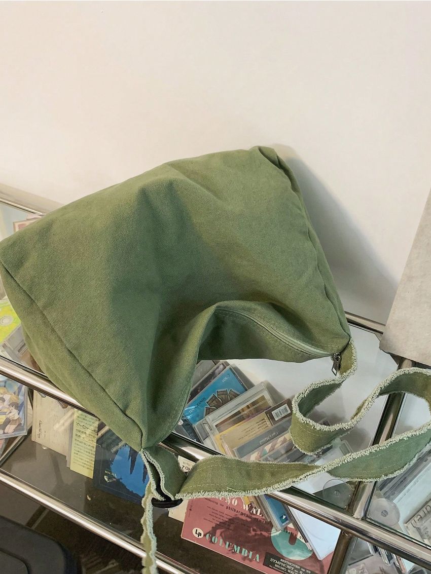 Large Hobo Bag Minimalist With Zipper Adjustable Strap