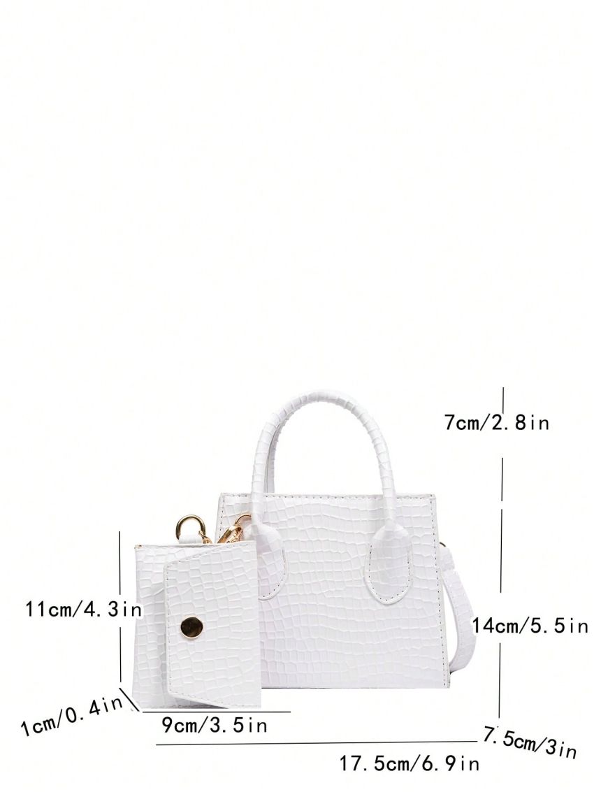 Embossed Detail Square Bag With Coin Purse Minimalist