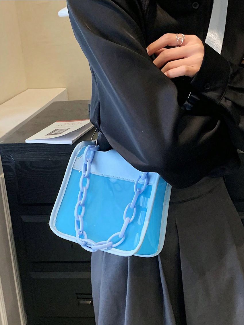 Mini Shoulder Bag Clear Design Chain Strap