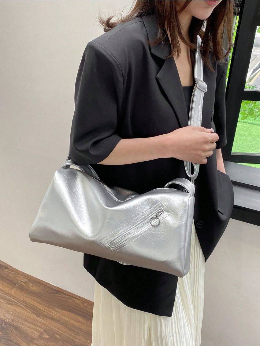 Large Capacity Shoulder Bag Metallic Pattern Funky Style