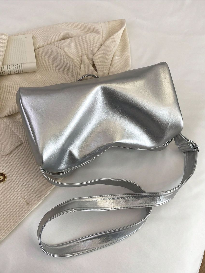 Large Capacity Shoulder Bag Metallic Pattern Funky Style