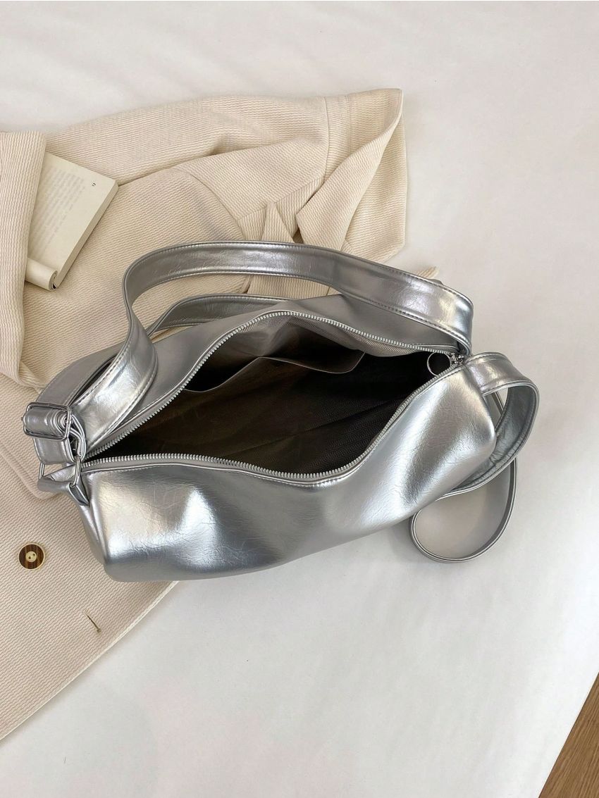 Large Capacity Shoulder Bag Metallic Pattern Funky Style