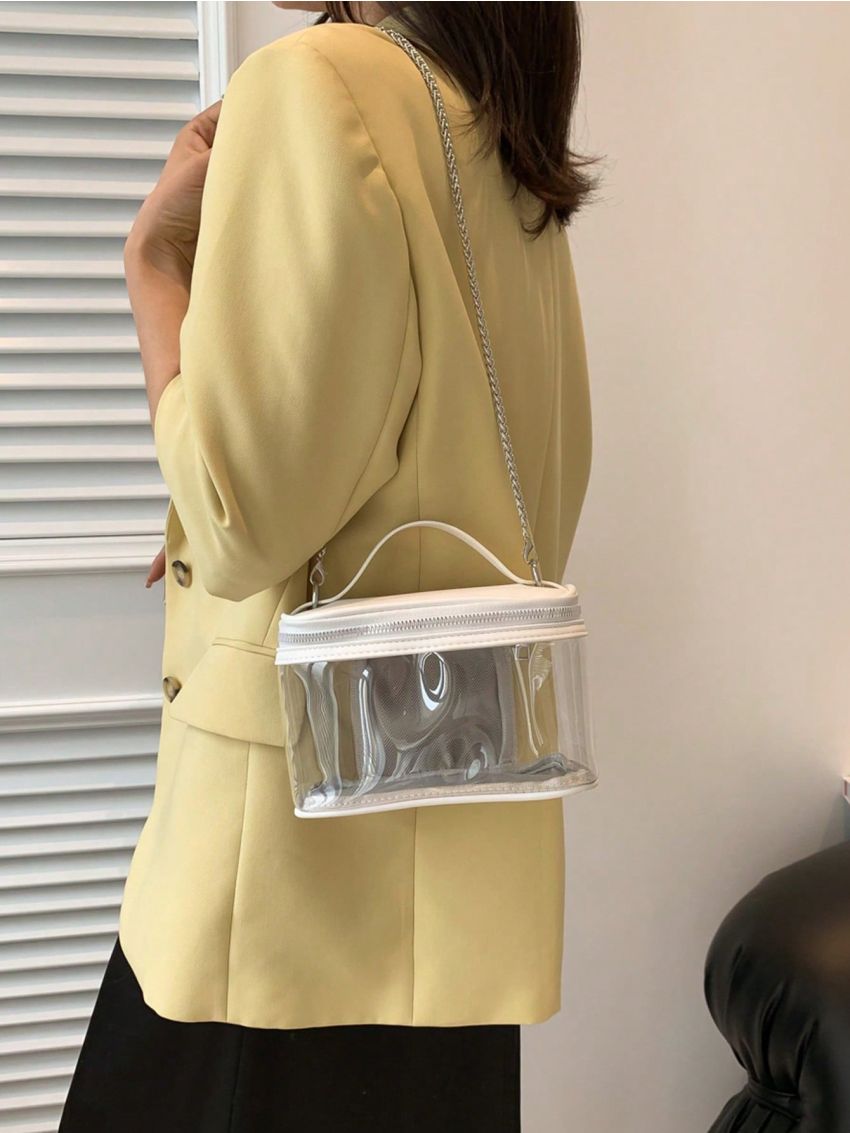 Clear Design Toiletry Bag Chain Strap Top Handle Waterproof