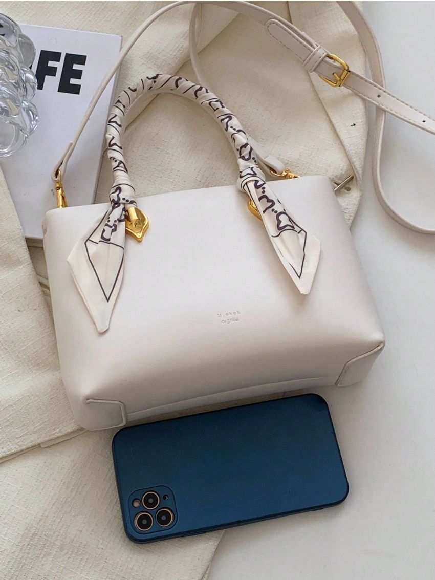 Twilly Scarf Decor Square Bag Small White Double Handle