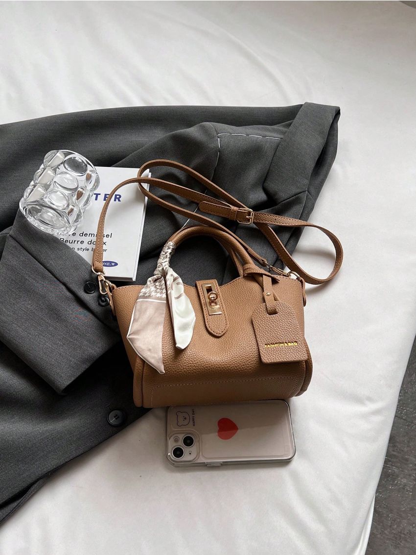 Twilly Scarf Decor Square Bag With Inner Pouch