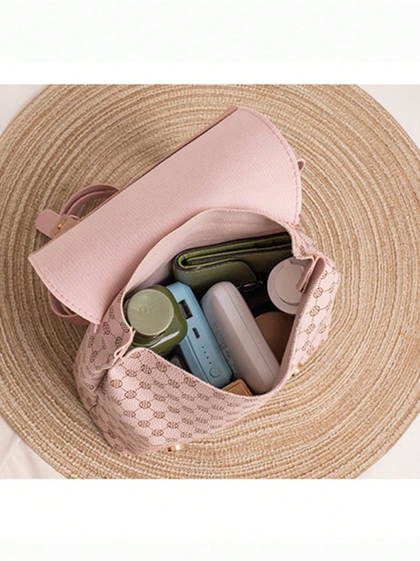 Plaid Pattern Buckle Decor Flap Backpack