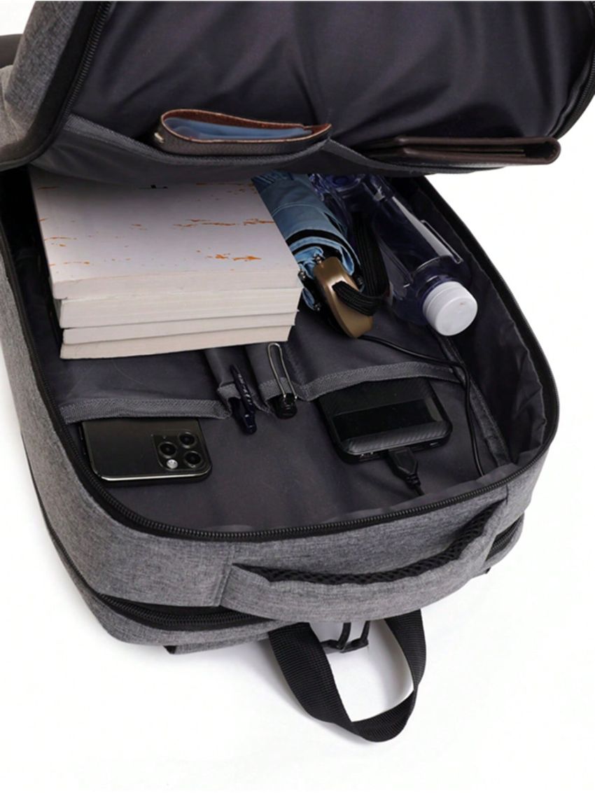 Medium Functional Backpack Zip Front With USB Charging Port Waterproof