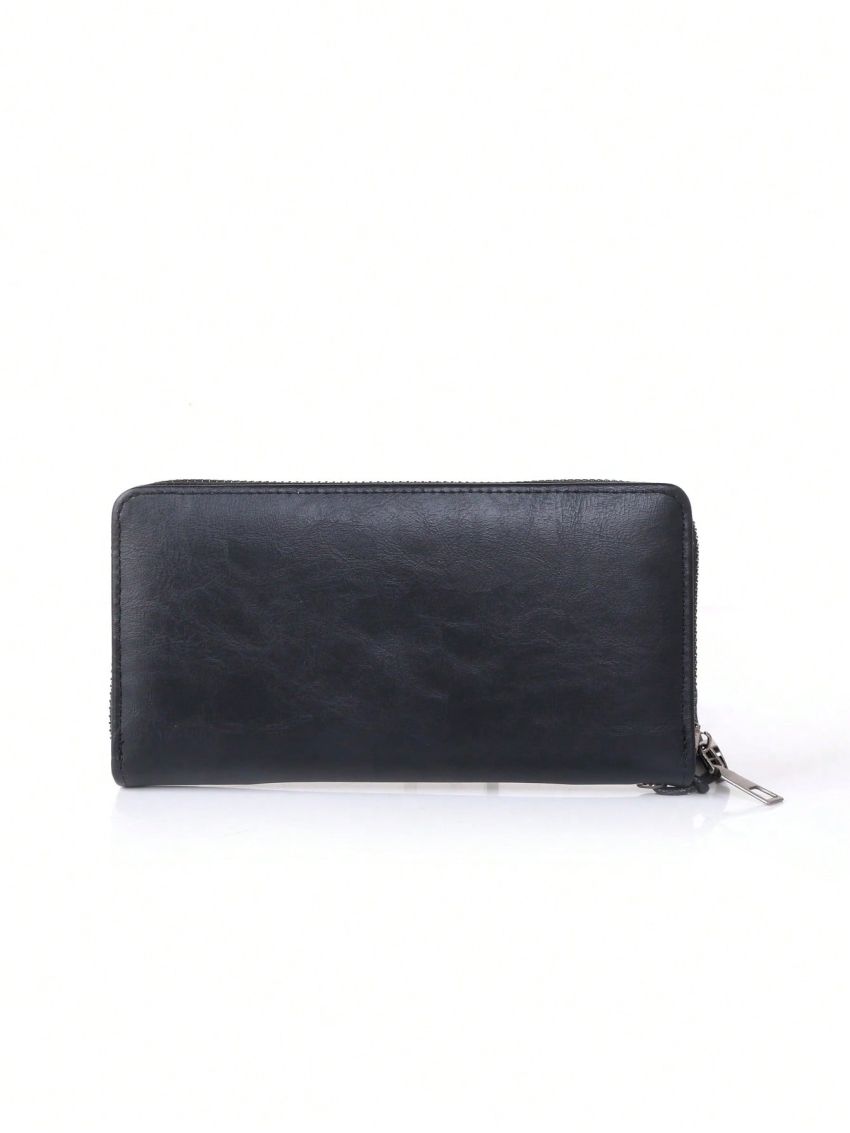 Black Long Wallet Credit Card Holder With Zipper For Daily