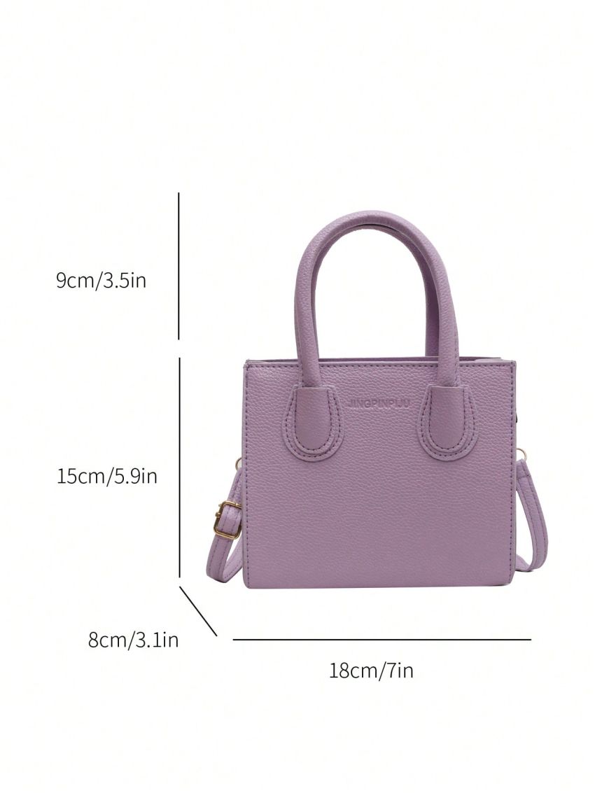 Mini Square Bag Litchi Embossed Purple Fashionable For Daily
