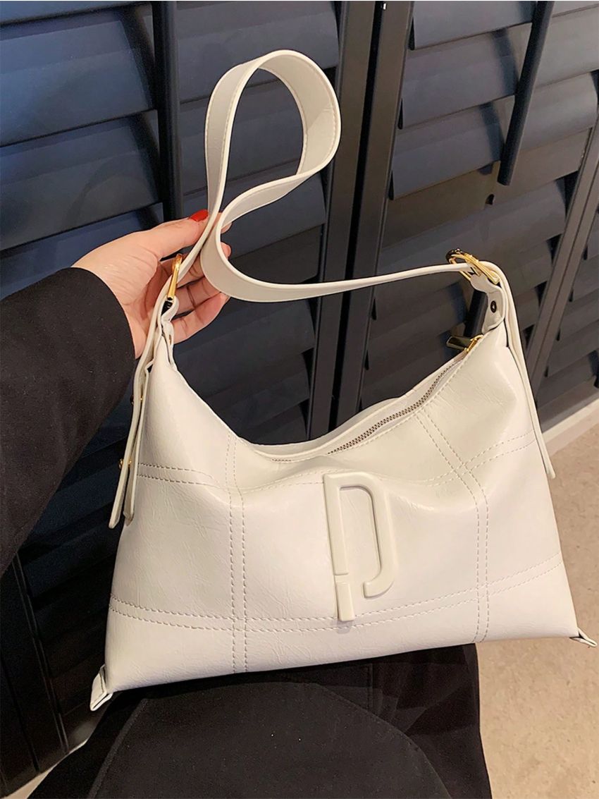 Medium Hobo Bag Quilted Pattern Solid Black