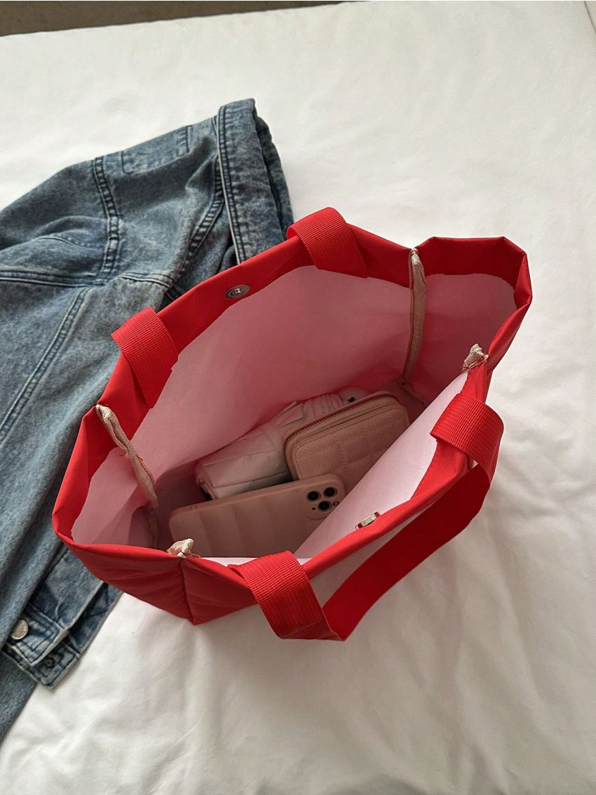 Polyester Shopper Bag White Magnet Minimalist