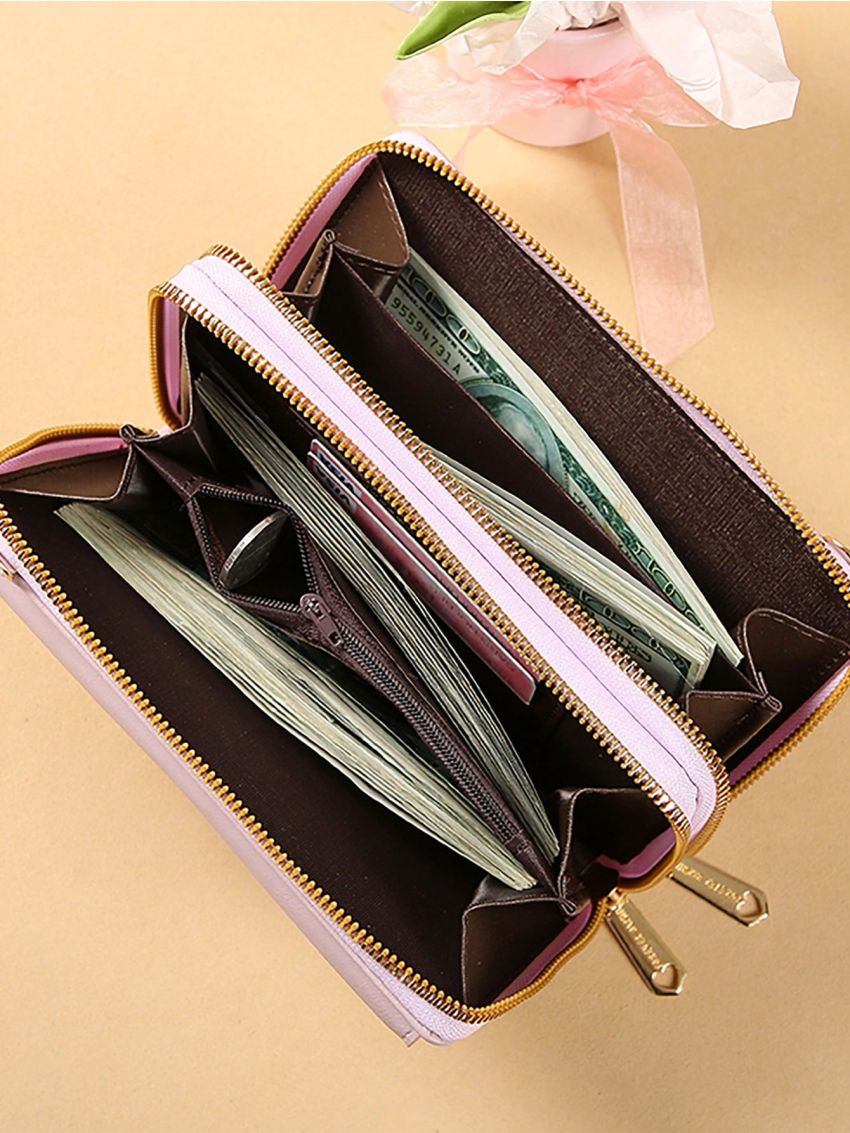 Women's Small Crossbody Wallet, Multi Zippers Metal Decor Shoulder Bag For Phone, Portable Handbag