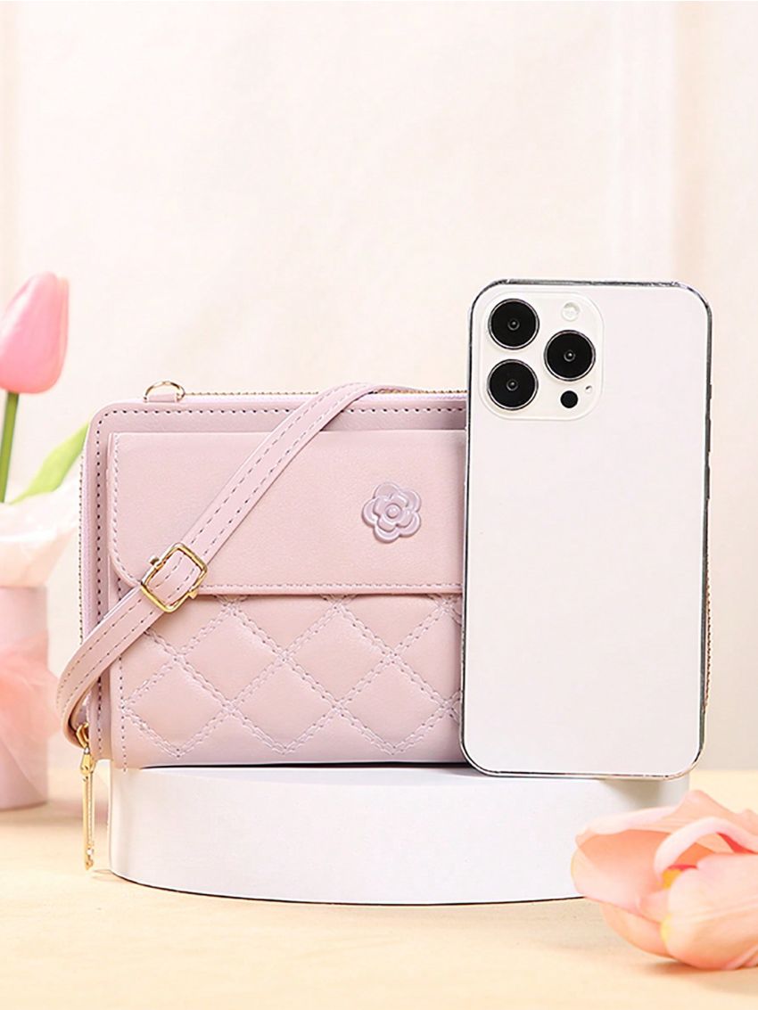 Women's Small Crossbody Wallet, Multi Zippers Metal Decor Shoulder Bag For Phone, Portable Handbag