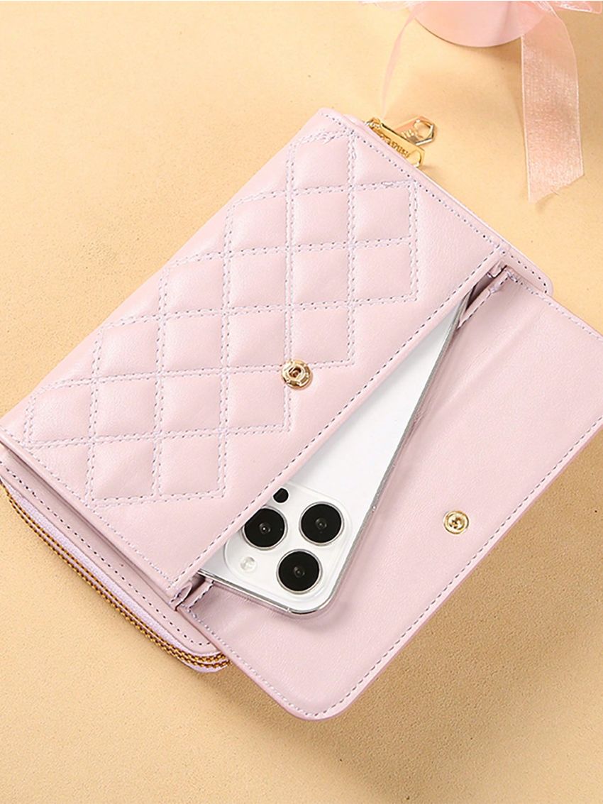 Women's Small Crossbody Wallet, Multi Zippers Metal Decor Shoulder Bag For Phone, Portable Handbag