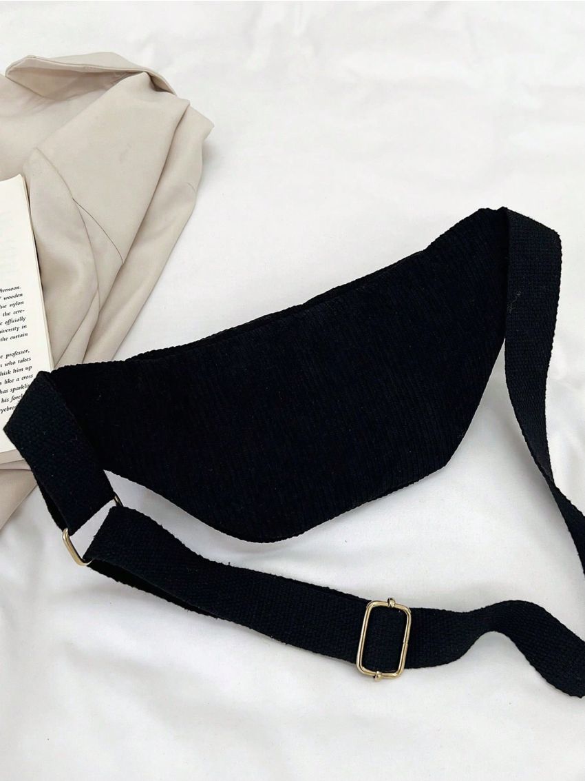 Polyester Fanny Pack Zipper Adjustable Strap White Minimalist