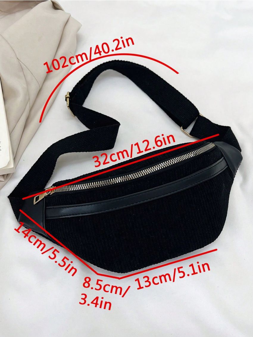 Polyester Fanny Pack Zipper Adjustable Strap White Minimalist