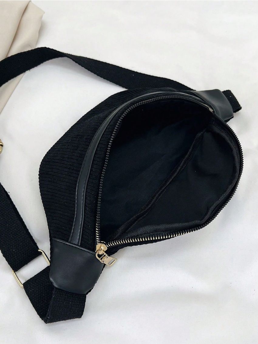 Polyester Fanny Pack Zipper Adjustable Strap White Minimalist