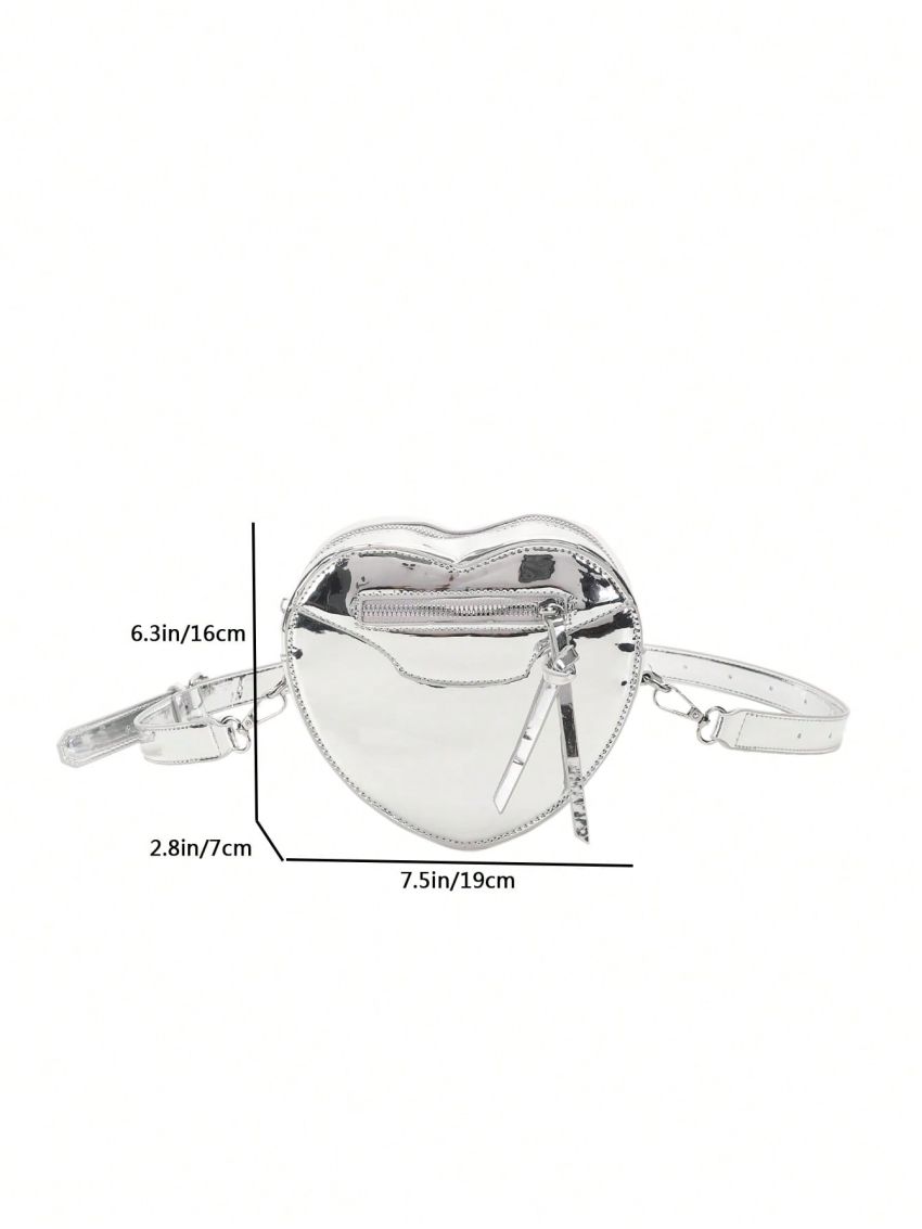 Mini Novelty Bag Heart Shaped Zipper Metallic PU Funky