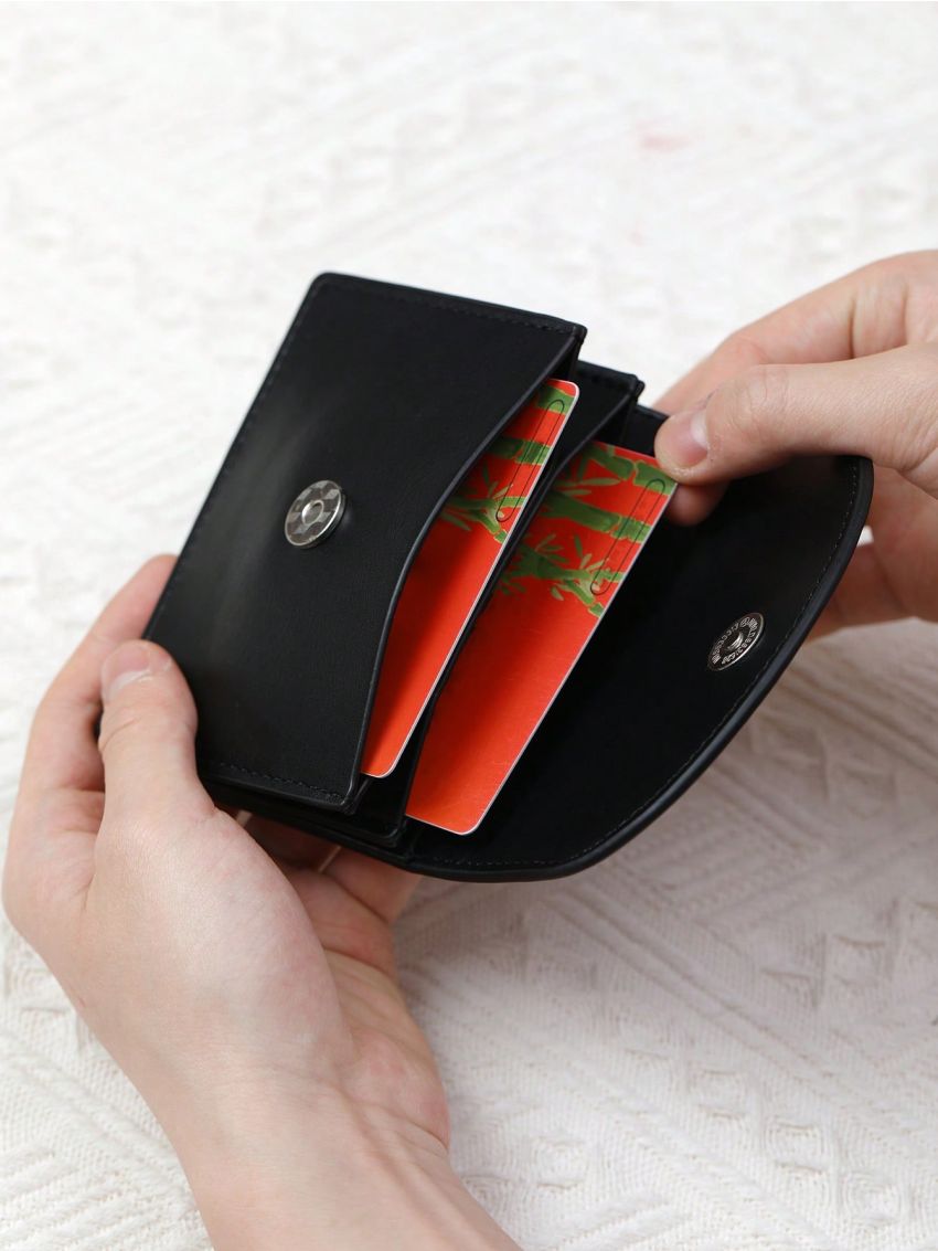 Black Classic Card Holder Flap PU