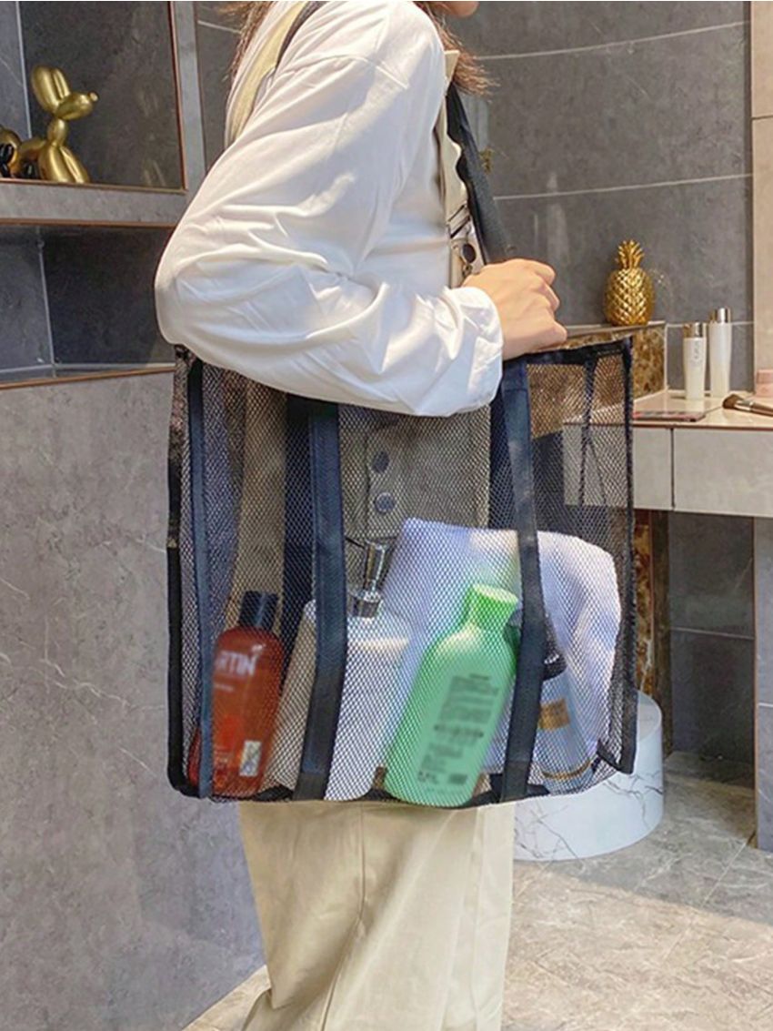 Hollow Out Shopper Bag No-closure Double Handle Minimalist