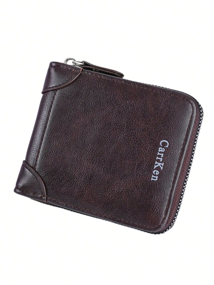 Zipper Small Wallet Vintage Letter Graphic RFID Multi-function