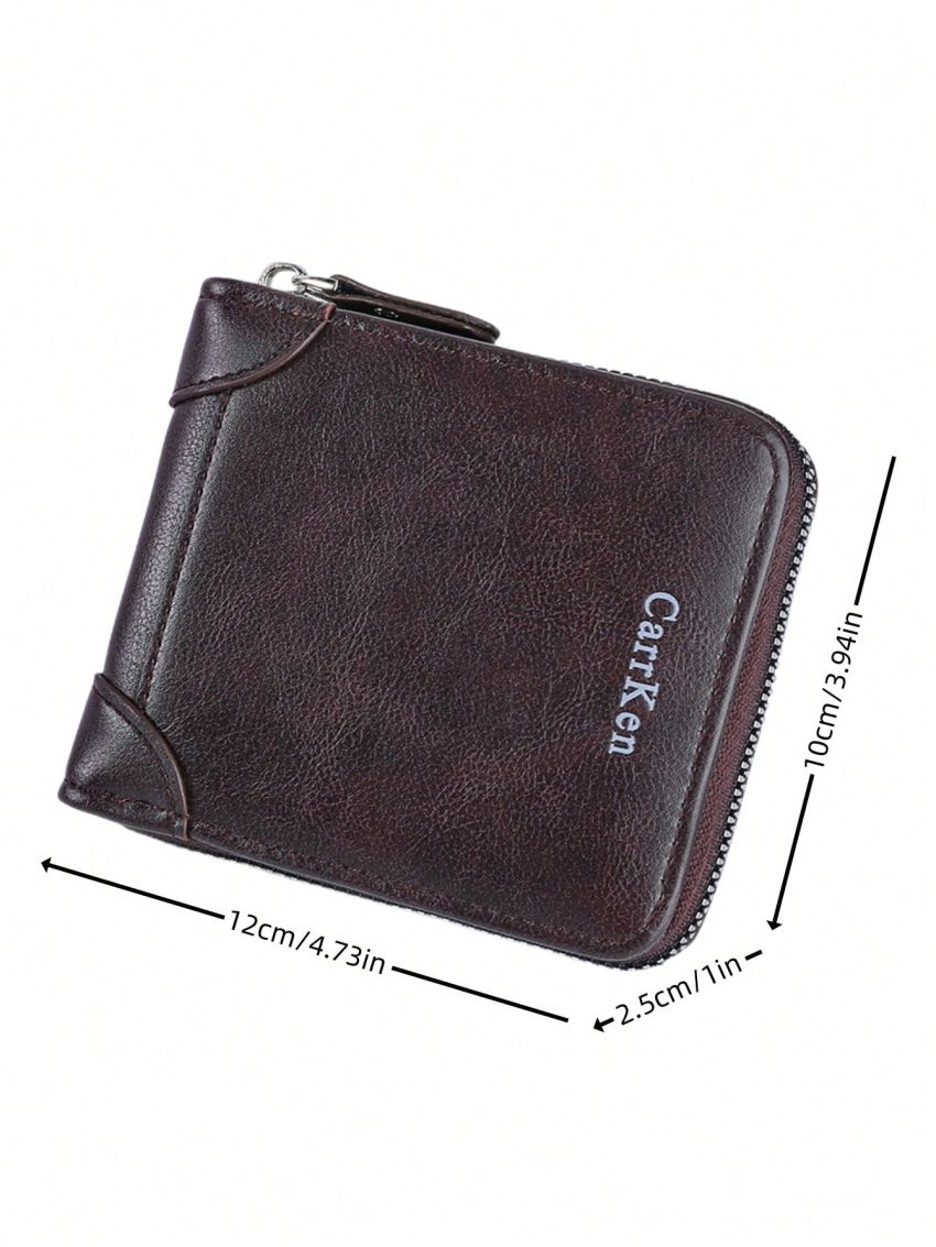 Zipper Small Wallet Vintage Letter Graphic RFID Multi-function