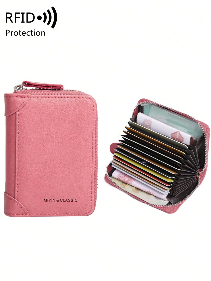 Genuine Leather Letter Graphic Card Holder